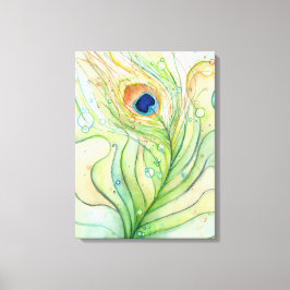 孔雀の羽根水の色絵を描のキャンバス印刷 キャンバスプリント