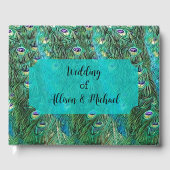 孔雀の羽根、アブストラクト - モダン ゲストブック (正面)