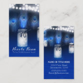 孔雀の羽根、メイソンの瓶と文字列のライト素朴 名刺 (正面/裏面)