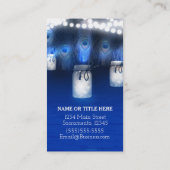 孔雀の羽根、メイソンの瓶と文字列のライト素朴 名刺 (裏面)