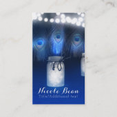 孔雀の羽根、メイソンの瓶と文字列のライト素朴 名刺 (正面)