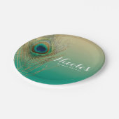 孔雀の羽根、メイソンジャー&ストリングライトパーティー ペーパープレート (アングル)