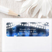 孔雀の羽根、メイソンジャー&ライト招待状 ラベル (インサイチュ)