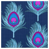 孔雀の羽根、海軍とパステルブルー ファブリック (クローズアップ)