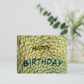 孔雀の羽根 黄色の模様 誕生日ポストカード ポストカード (スタンド正面)