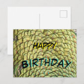 孔雀の羽根 黄色の模様 誕生日ポストカード ポストカード (正面/裏面)