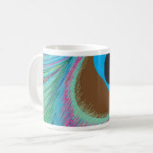 孔雀の羽毛の線の背景 コーヒーマグカップ (正面左)