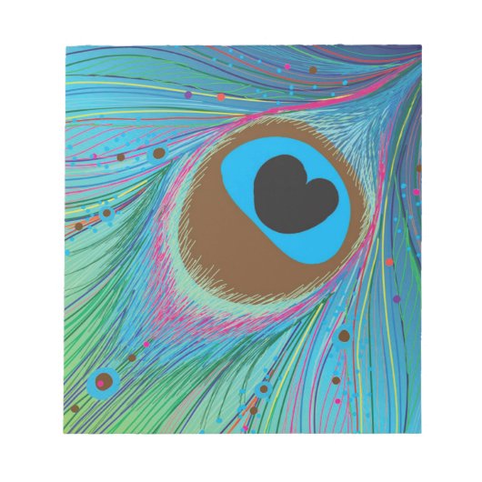 孔雀の羽毛の線の背景 ノートパッド (正面)