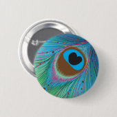 孔雀の羽毛の線の背景 缶バッジ (正面&裏面)