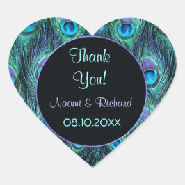 孔雀の羽毛ドラマ – サンキューシールカスタマイズ-  ハートシール