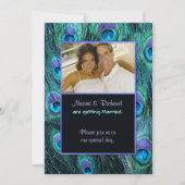 孔雀の羽毛ドラマ – 写真結婚式招待状 招待状 (正面)