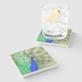 孔雀の羽毛 ストーンコースター (横)