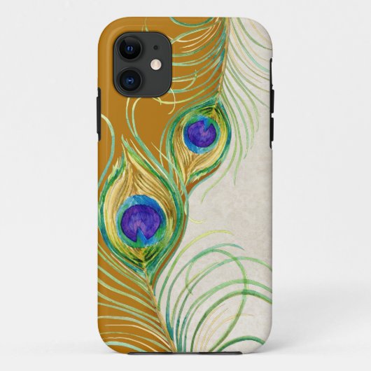 孔雀の羽王室ののダマパーソナライズされたスク Case-Mate iPhoneケース (裏面)