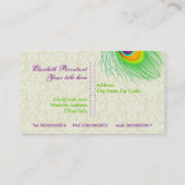 孔雀の羽紫色の緑の目の捕獲 名刺 (裏面)