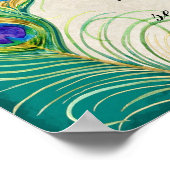 孔雀の羽結婚の写真ブースの看板 ポスター (角)