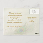 孔雀の羽結婚の感謝はがき ポストカード (裏面)