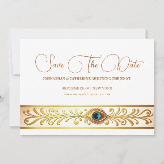 孔雀の羽結婚の繁栄した鳥のテーマ救 招待状 (正面)