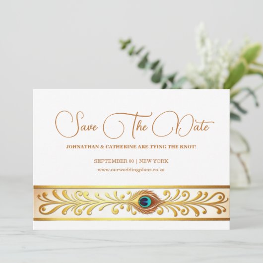 孔雀の羽結婚の繁栄した鳥のテーマ救 招待状 (スタンド正面)