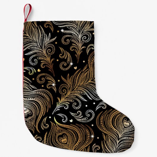 孔雀の羽芸術的:フリーハンドスケッチ。 スモールクリスマスストッキング (正面)