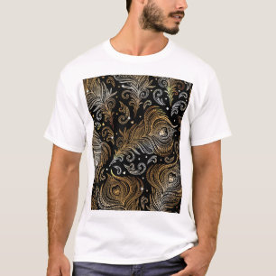 孔雀の羽芸術的:フリーハンドスケッチ。 Tシャツ