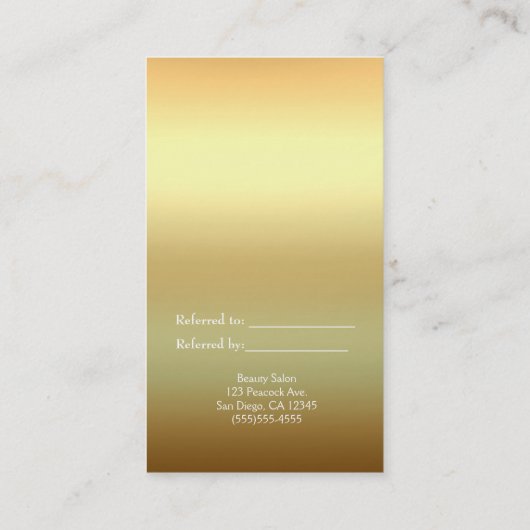 孔雀の羽金ゴールドエキゾチックBoho友人を参照 紹介カード (裏面)