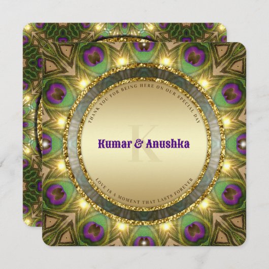 孔雀の羽金ゴールドグローインディアンウェディングエグスト プログラム (正面/裏面)