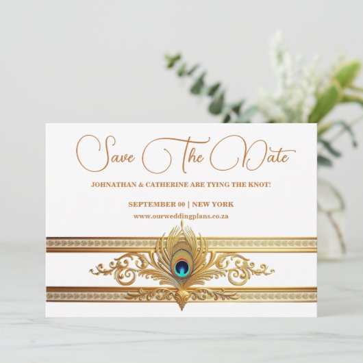 孔雀の羽金ゴールド繁殖鳥のテーマ 招待状 (スタンド正面)