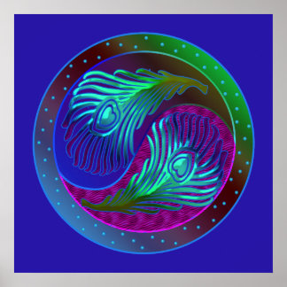 孔雀の羽5陰陽ポスター ポスター