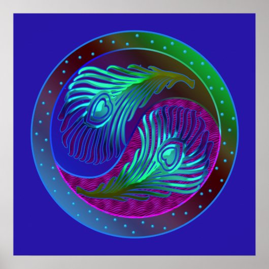 孔雀の羽5陰陽ポスター ポスター (正面)