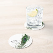 孔雀の羽 |の結婚イベント ラウンドペーパーコースター (インサイチュ)