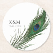 孔雀の羽 |の結婚イベント ラウンドペーパーコースター (正面)