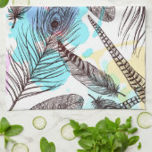 孔雀の羽 キッチンタオル (折り畳み)