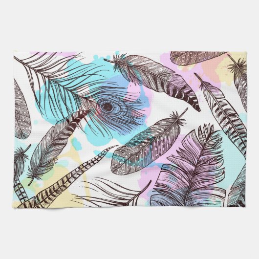 孔雀の羽 キッチンタオル (横)