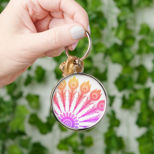 孔雀の羽 キーホルダー (手)