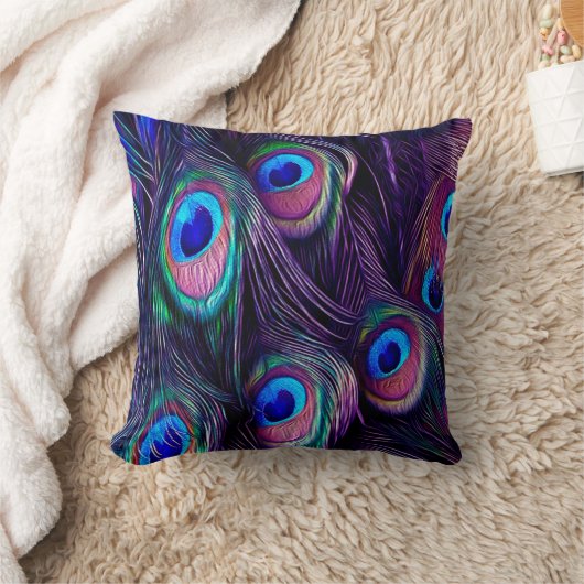孔雀の羽 クッション (ブランケット)
