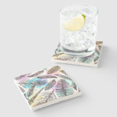 孔雀の羽 ストーンコースター (横)