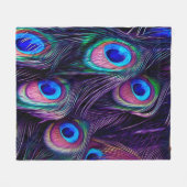 孔雀の羽 フリースブランケット (正面(横))