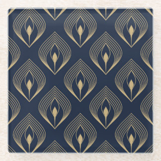 孔雀の羽：フローラペイズリー ガラスコースター