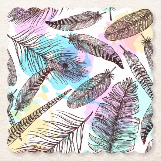 孔雀の羽 ペーパーコースター (正面)