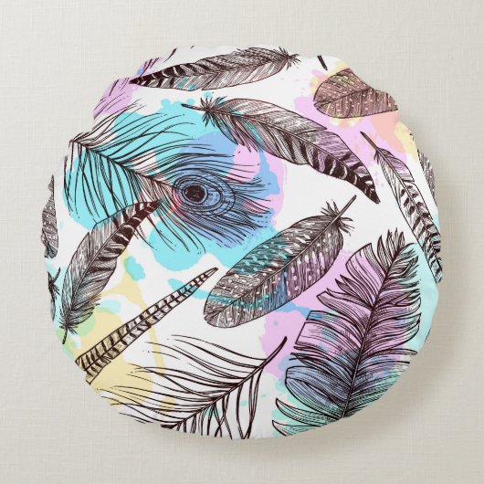 孔雀の羽 ラウンドクッション (正面)