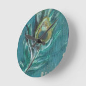 孔雀の羽 ラウンド壁時計 (傾斜)