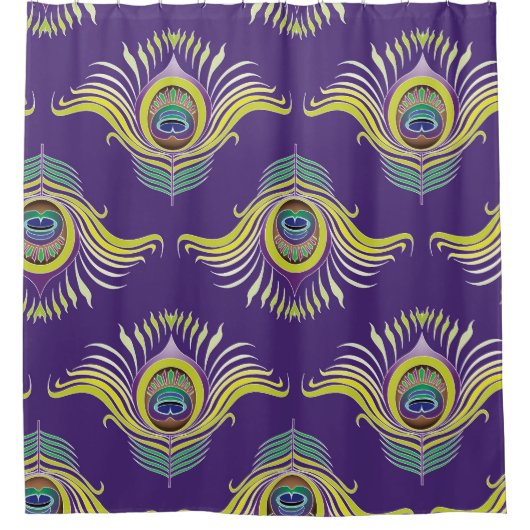 孔雀の羽：ヴィンテージのシームレスな背景。 シャワーカーテン (正面)