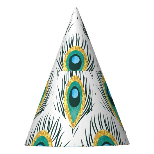 孔雀の羽：ヴィンテージのシームレスな背景。 パーティーハット (正面)