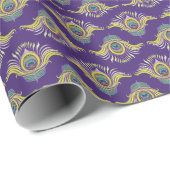 孔雀の羽:ヴィンテージのシームレスな背景。 ラッピングペーパー (ロールコーナー)