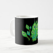 孔雀の羽 孔雀の鳥|孔雀の鳥 |自然 コーヒーマグカップ (正面左)
