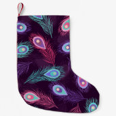 孔雀の羽:手描きヴィンテージ。 スモールクリスマスストッキング (正面)