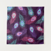 孔雀の羽:手描きヴィンテージ。 タペストリー (正面(横))