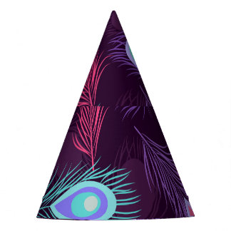 孔雀の羽：手描きヴィンテージ。 パーティーハット