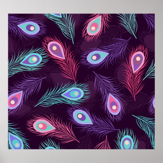 孔雀の羽：手描きヴィンテージ。 ポスター (正面)