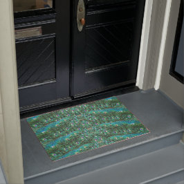 孔雀の羽，抽象芸術 – アクリルのパターン ドアマット